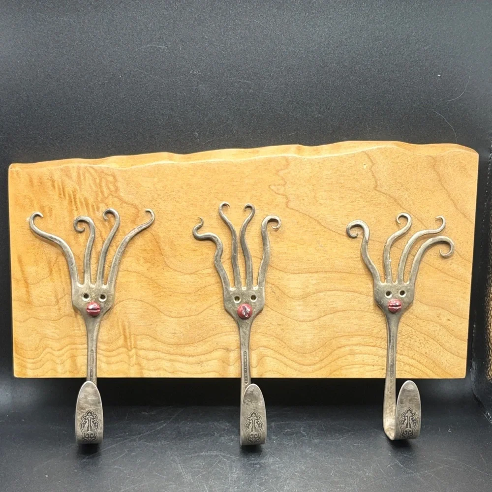2013 Graham Schodda Spaghetti Heads Handcrafted Upcycled Fork Figure Wall Hook